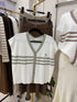 Stripes Sleeveless Cardigan